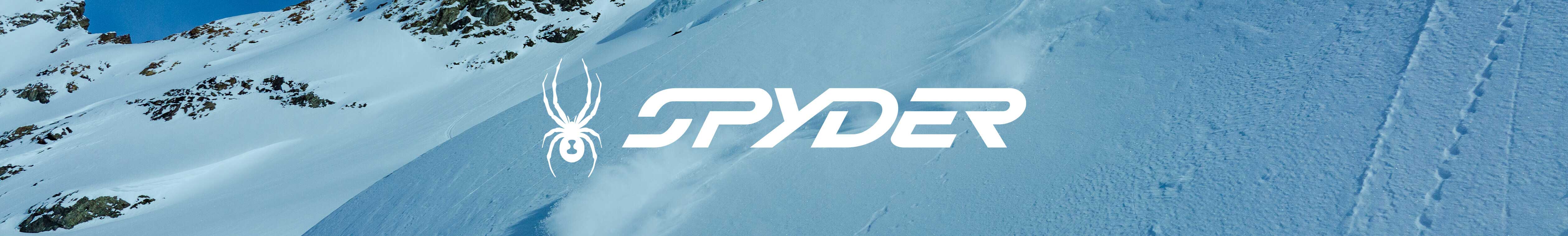 The Spyder logo over some snow 