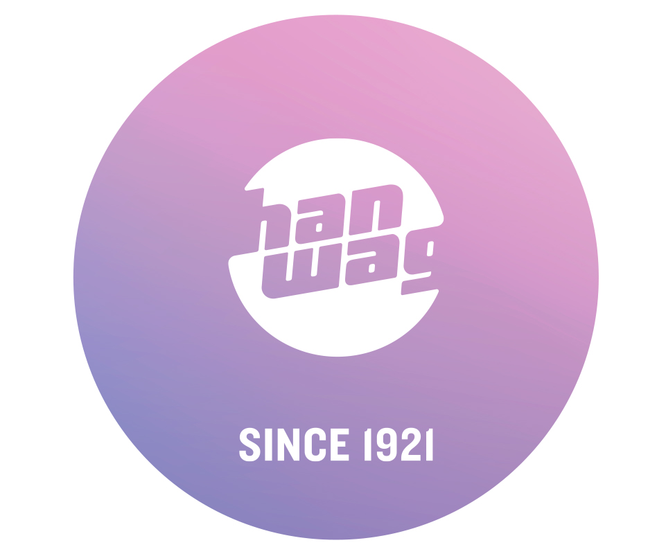 Shop Hanwag footwear. Hanwag brand logo on pink background