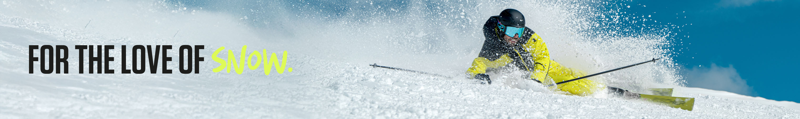 Shop snowsports new seaon on Snow + Rock. A man skiing down the piste