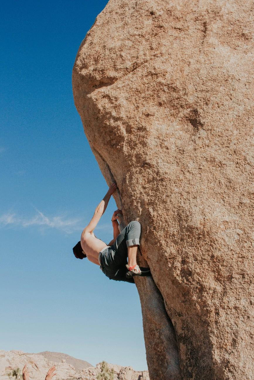 A person bouldering 