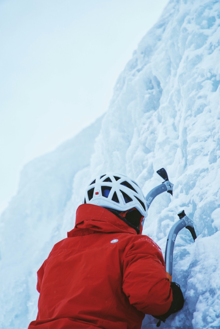 A person Ice Climbing