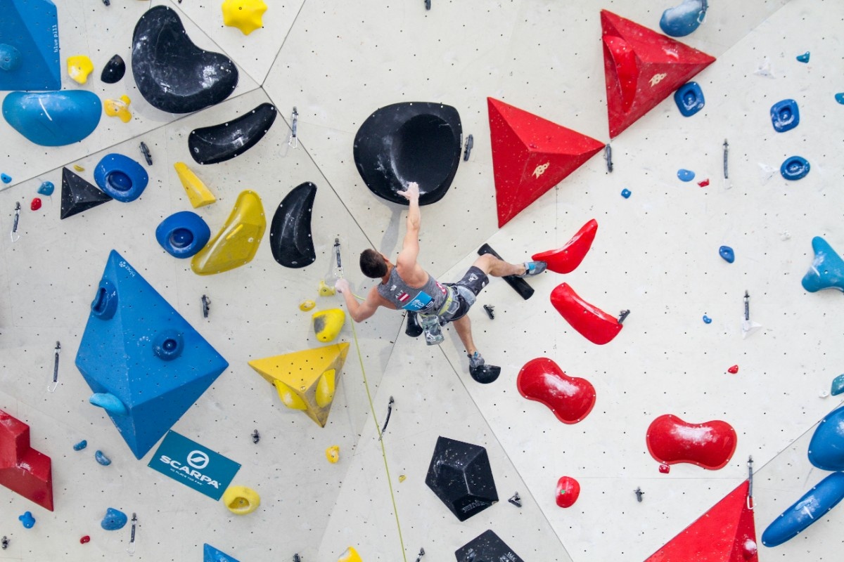 A person indoor climbing