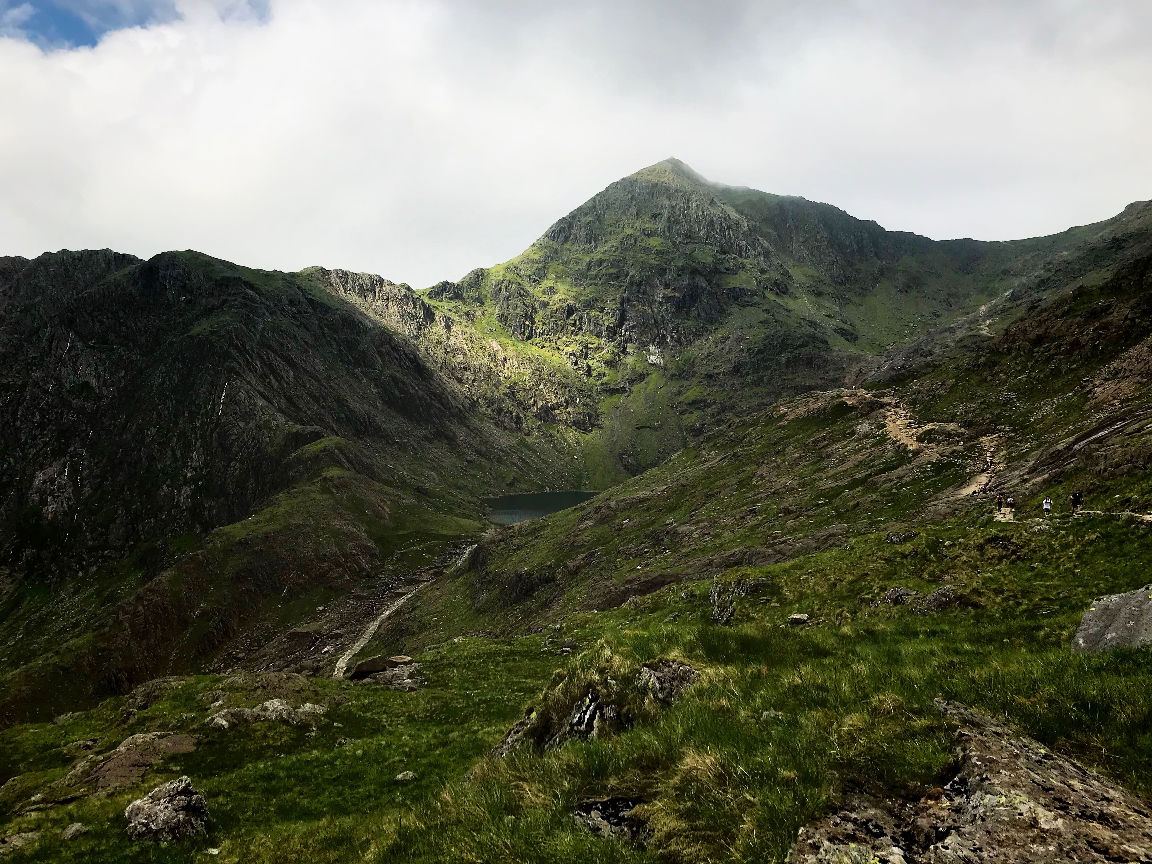 An image of the peak of Snowdon from a distance 