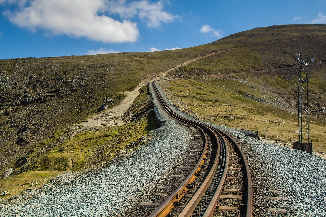 An image of the railway line up to the top of Snowdon 