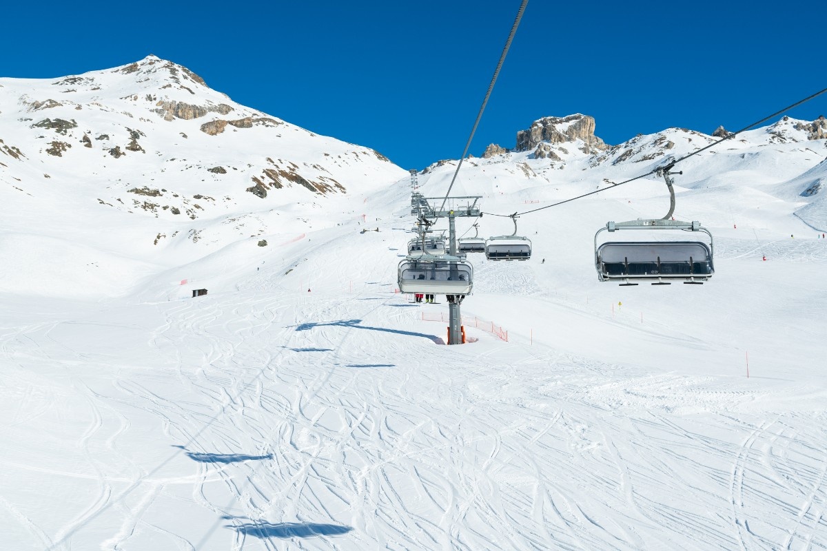 A chair lift over Cervinia Ski Resort 