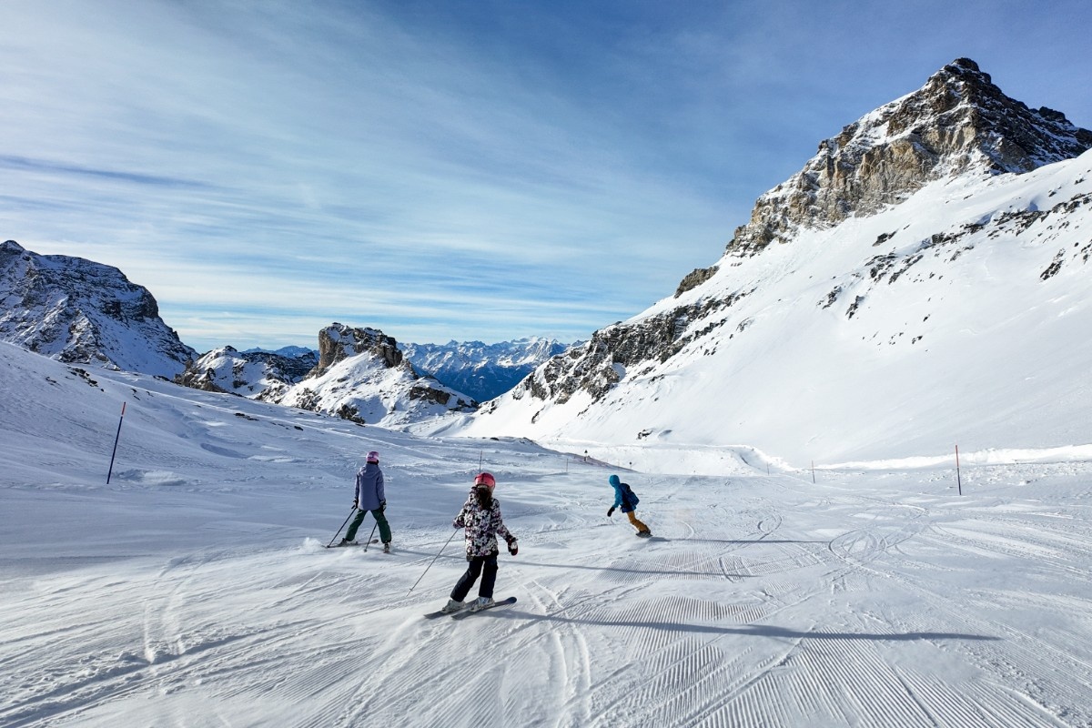 People skiing in Cervinia Ski Resort 