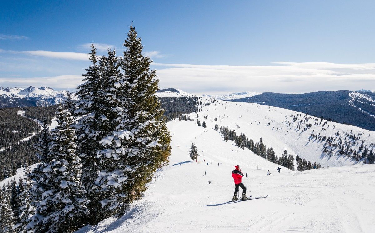 People skiing in Vail Colorado 