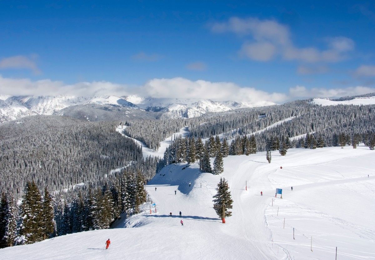 An aerial view of the piste in Vail 