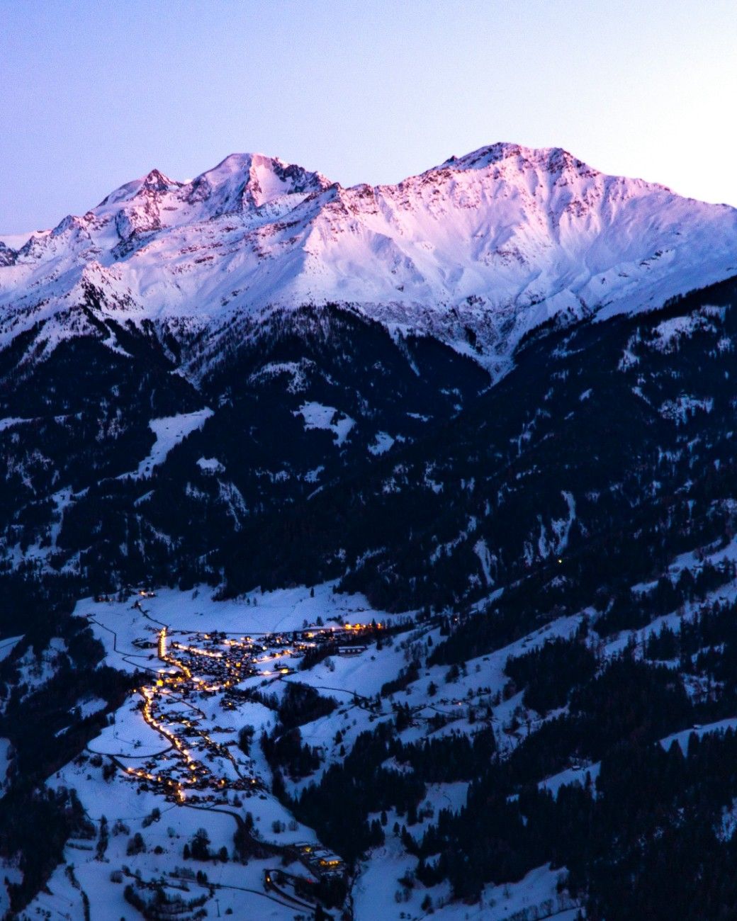 Verbier ski resort at night 