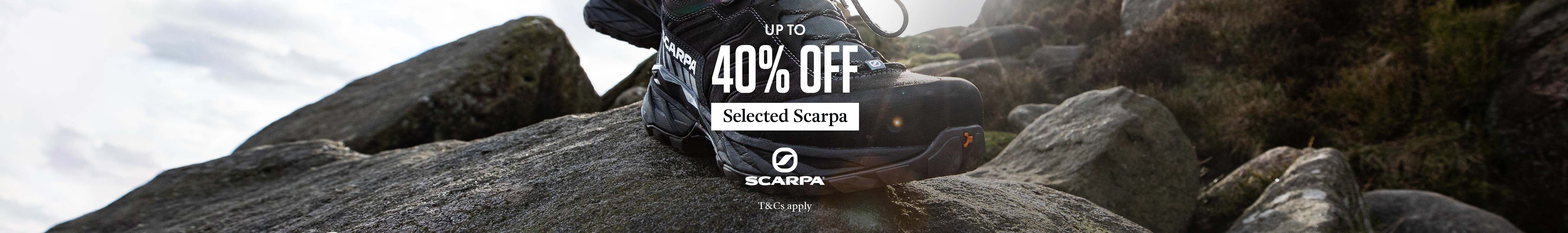 Shop up to 40% off selected Scarpa. 